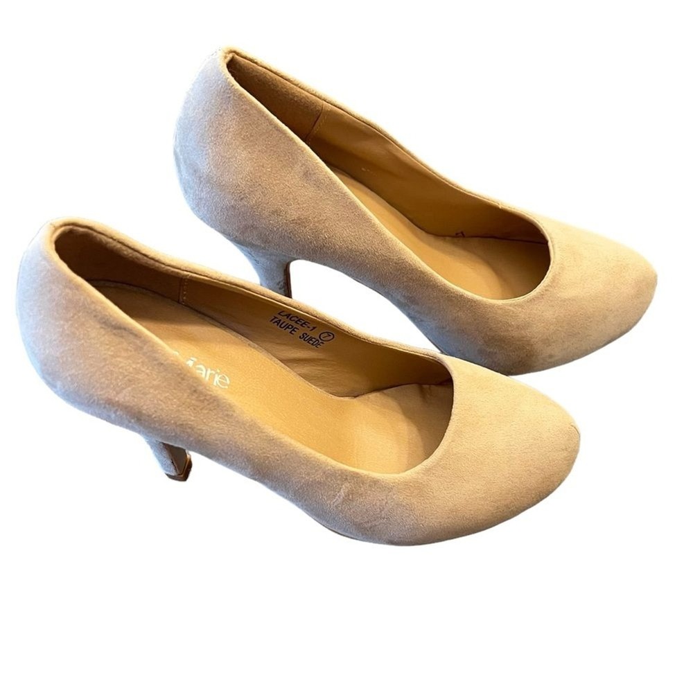 Bella Marie Lacee-1‎ Pumps 7 Taupe Womens Coquette Minimalist Round Toe Stiletto